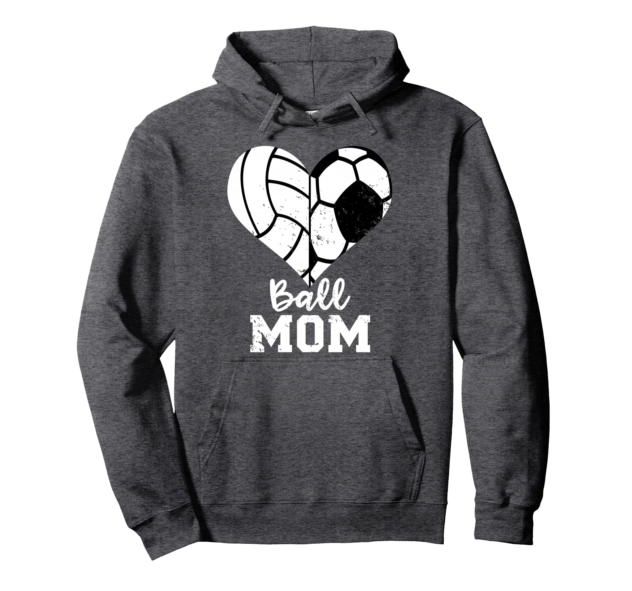 Ball Mom Heart Funny Soccer Hoodie - Casual Everyday Wear Unisex