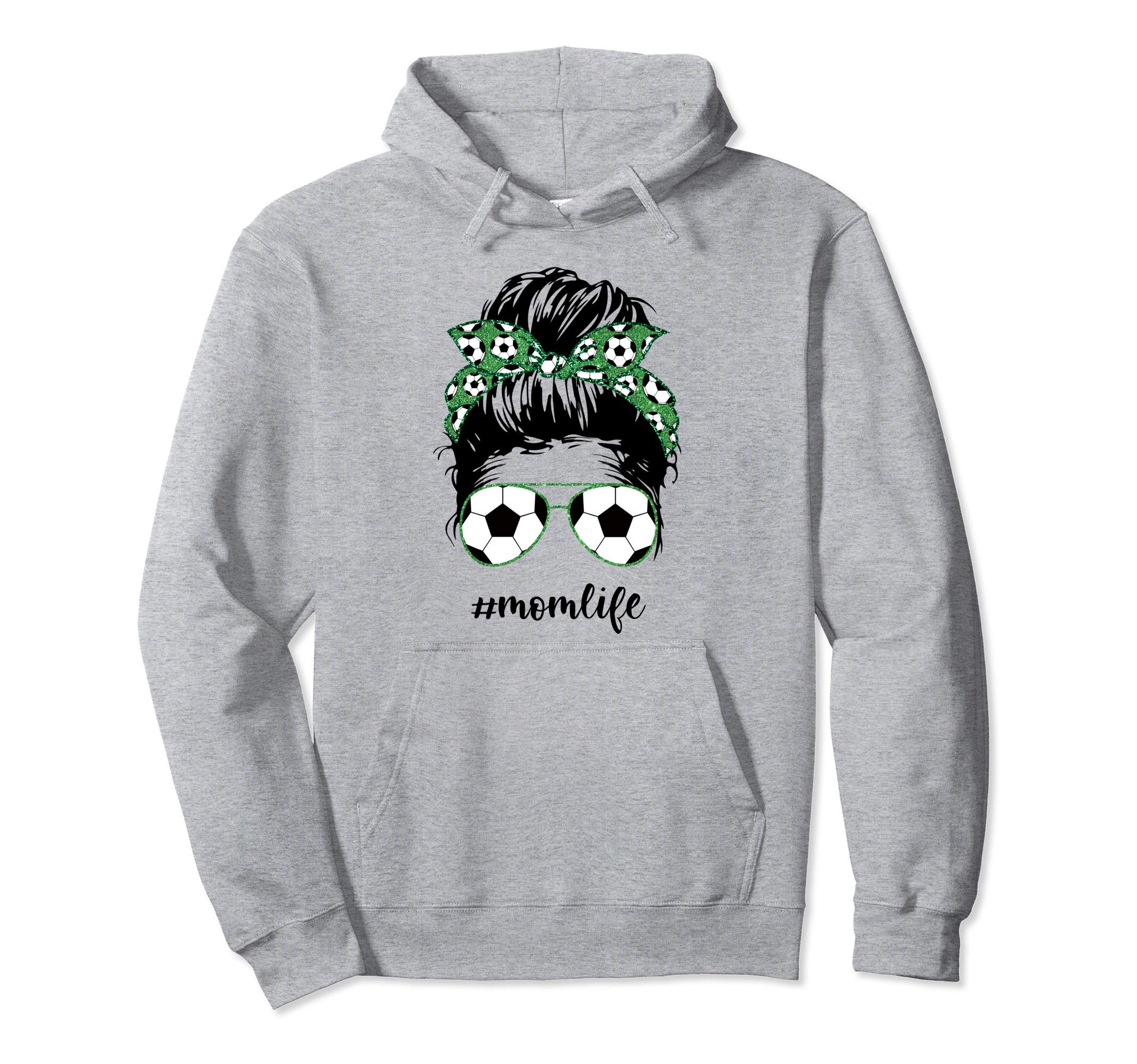 Mom Life Soccer Mom Messy Bun Funny Hoodie - Custom Art Print for Adults