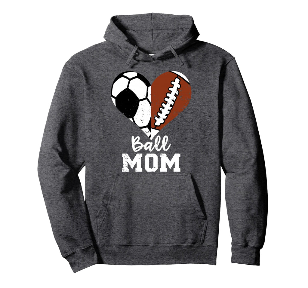 Ball Mom Heart Funny Football Hoodie - Fun Novelty Design for Adults