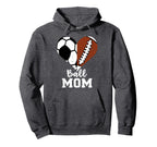 Ball Mom Heart Funny Football Hoodie - Fun Novelty Design for Adults