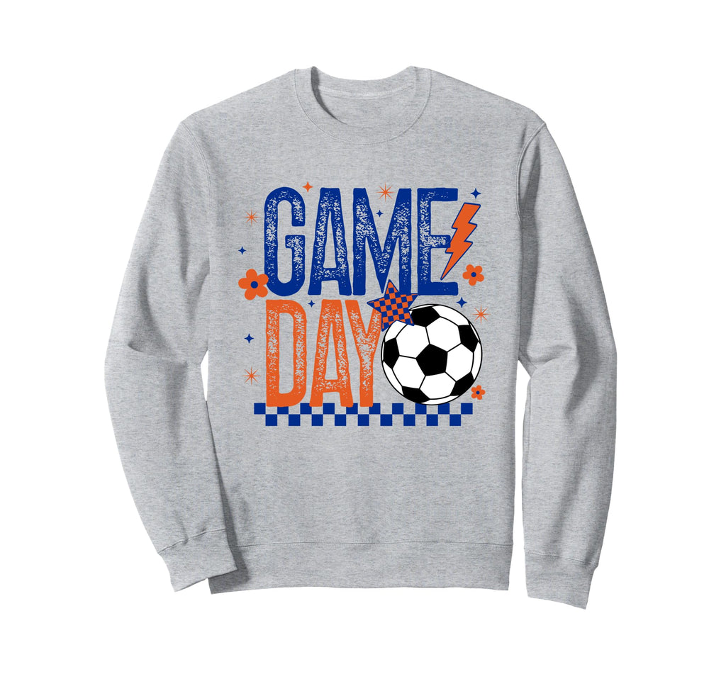 Game Day Soccer Season Blue Orange Sweatshirt - Minimalist Print Unisex