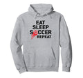 Eat Sleep Soccer Repeat Football Player Hoodie - Graphic Print for Adults