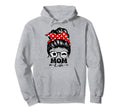 Mom Life Messy Bun Hair Funny Swim Soccer Hoodie - Graphic Print Unisex