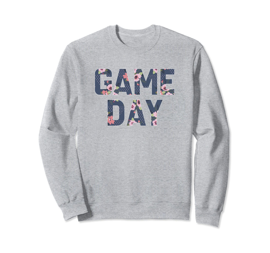 Game Day Spirit Blue Floral Sports Sweatshirt - Unique Graphic Unisex