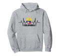 Colombia Heartbeat Colombian Flag Fan Pride Hoodie - Trendy Graphic Unisex
