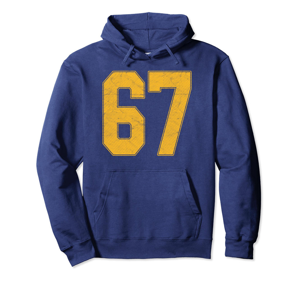 Number 67 Numbered Uniform Sports Hoodie - Fun Novelty Design for Adults