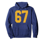 Number 67 Numbered Uniform Sports Hoodie - Fun Novelty Design for Adults