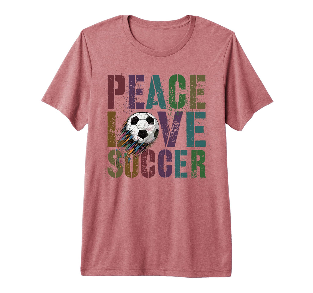 Groovy Peace Love Soccer Kickin Ball Mom T-Shirt - Novelty Apparel Unisex