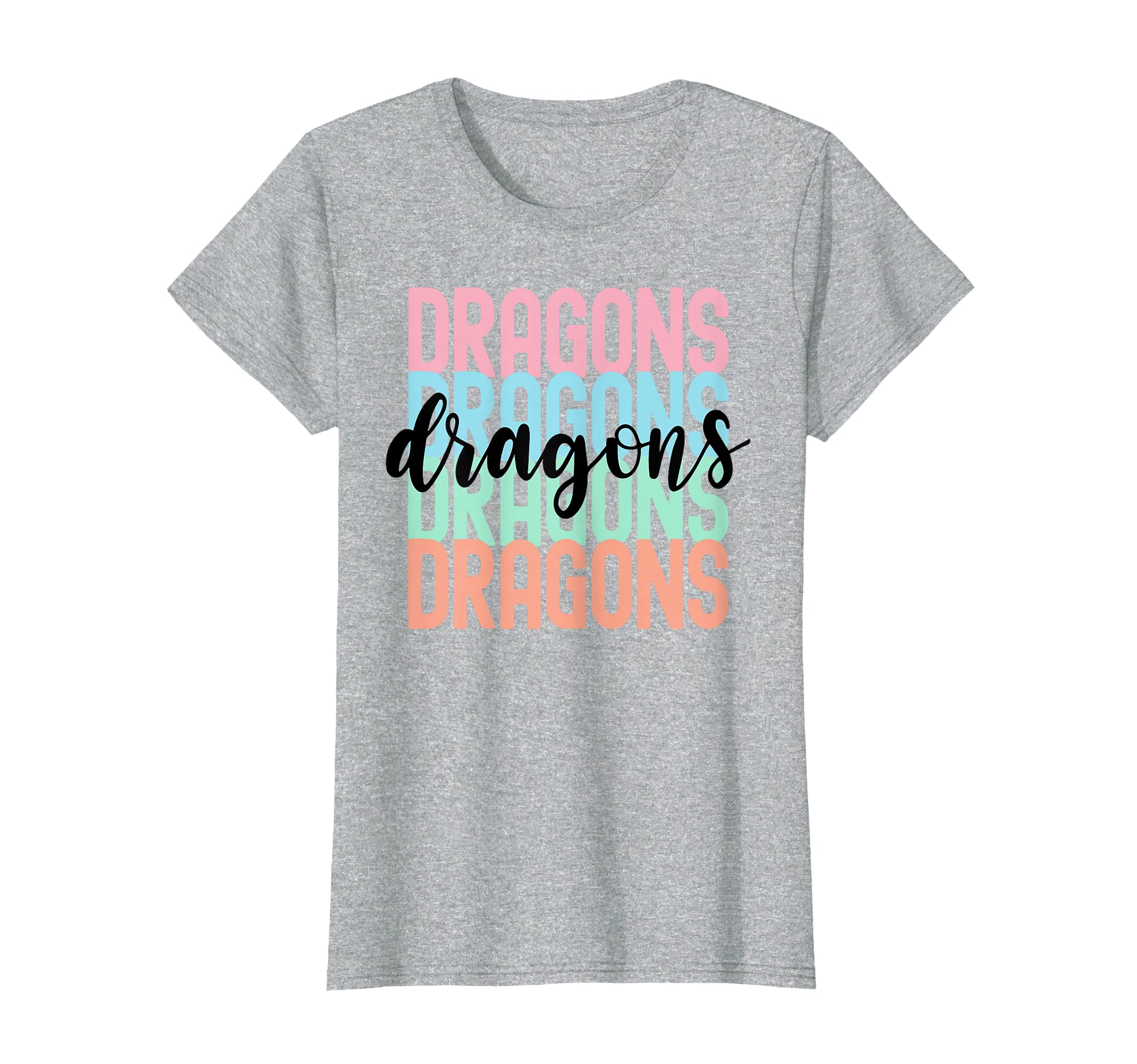 Dragons Team Mascot School Spirit T-Shirt - Minimalist Print Men Women