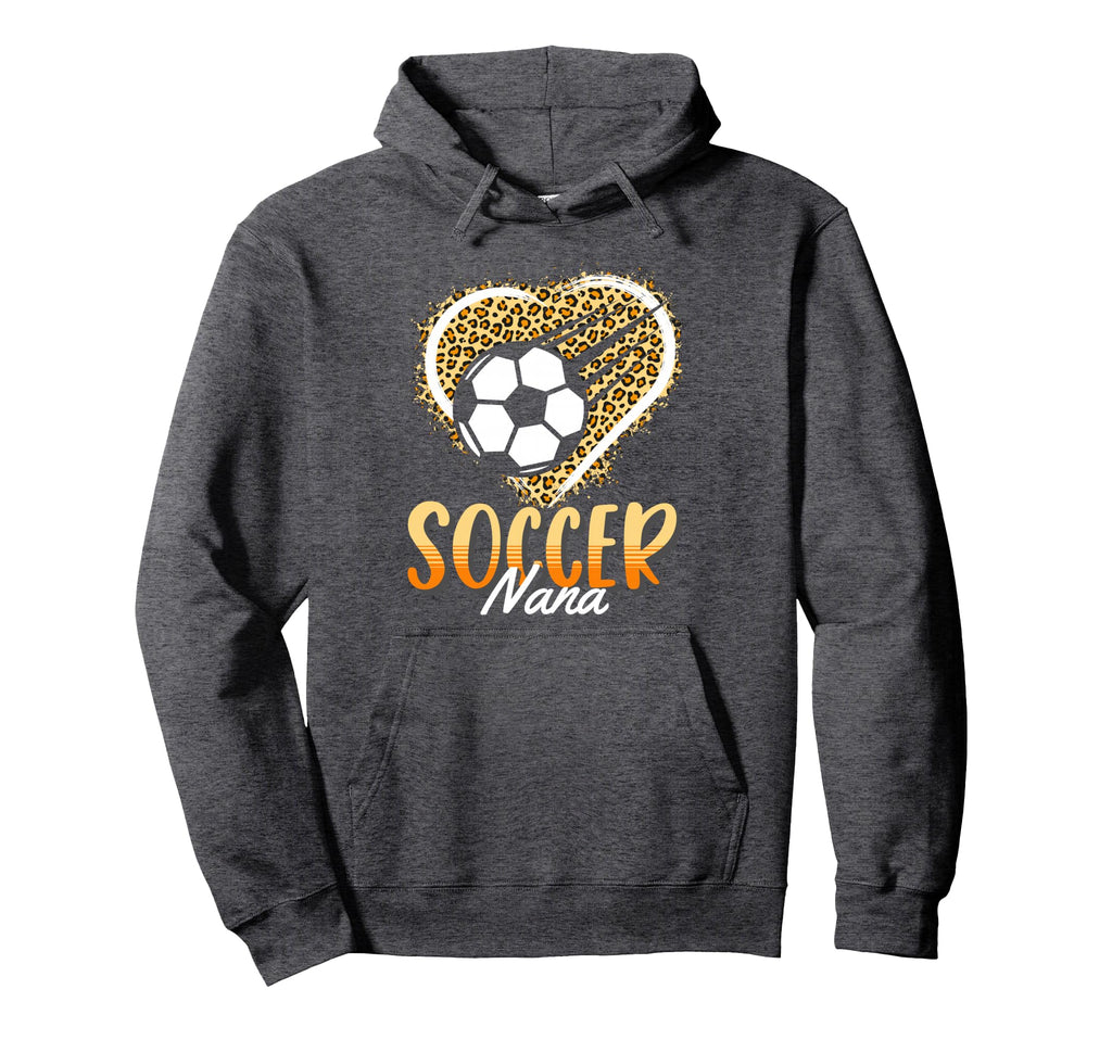 Leopard Heart Soccer Nana Grandma Hoodie - Fun Novelty Design for Adults