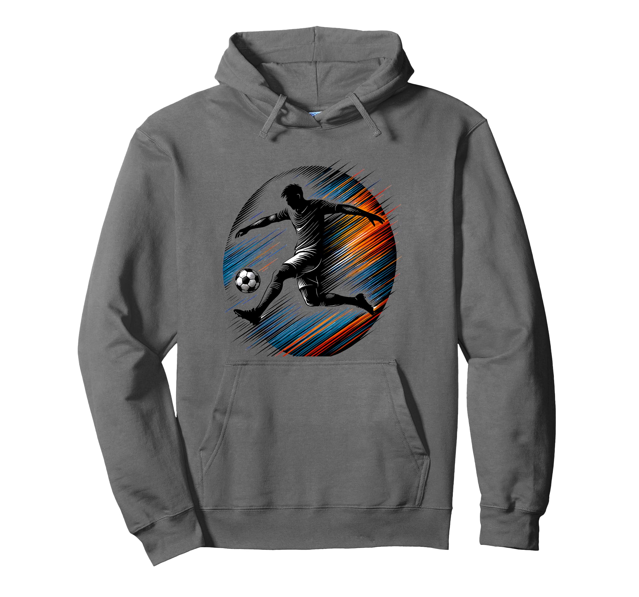 Soccer Player Jump Kick Speed Line Hoodie - Fun Novelty Design for Adults