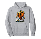 Pumpkin Playing Soccer Orange Bow Hoodie - Trendy Graphic Men Women