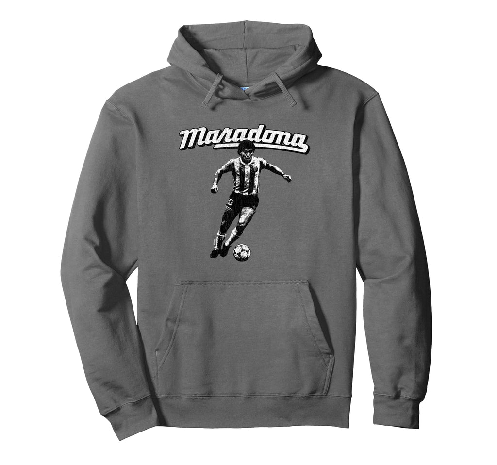 Distressed Diego Maradona Dribbling Hoodie - Aesthetic Graphic Unisex