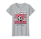 Groovy Soccer Coquette Bow Soccer T-Shirt - Streetwear Style for Adults