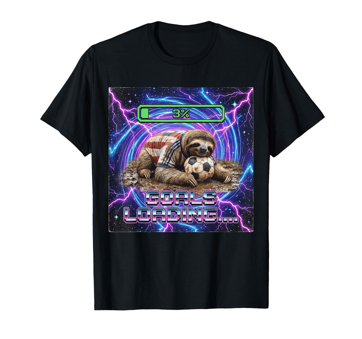 Goals Loading Funny Sloth Soccer T-Shirt - Casual Everyday Wear Unisex
