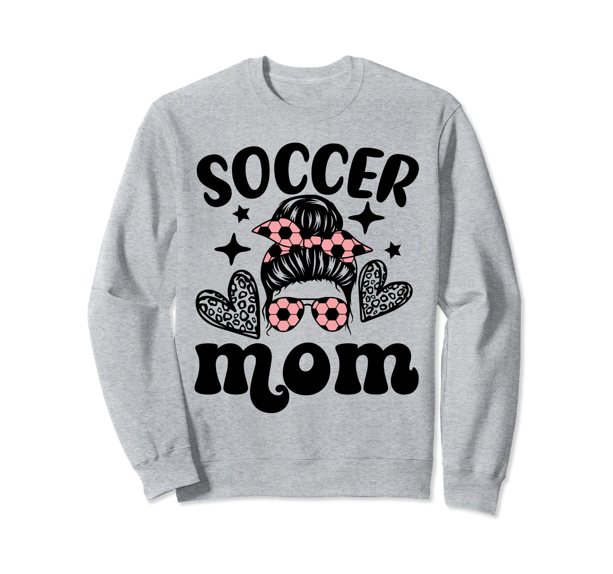 Soccer Mom Mama Messy Bun Soccer Sweatshirt - Trendy Graphic Men Women