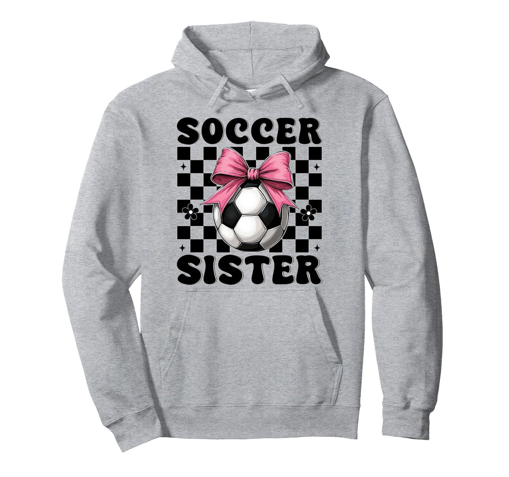 Soccer Sister Soccer Coquette Bow Hoodie - Novelty Apparel for Adults