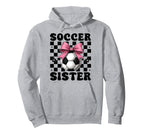 Soccer Sister Soccer Coquette Bow Hoodie - Novelty Apparel for Adults