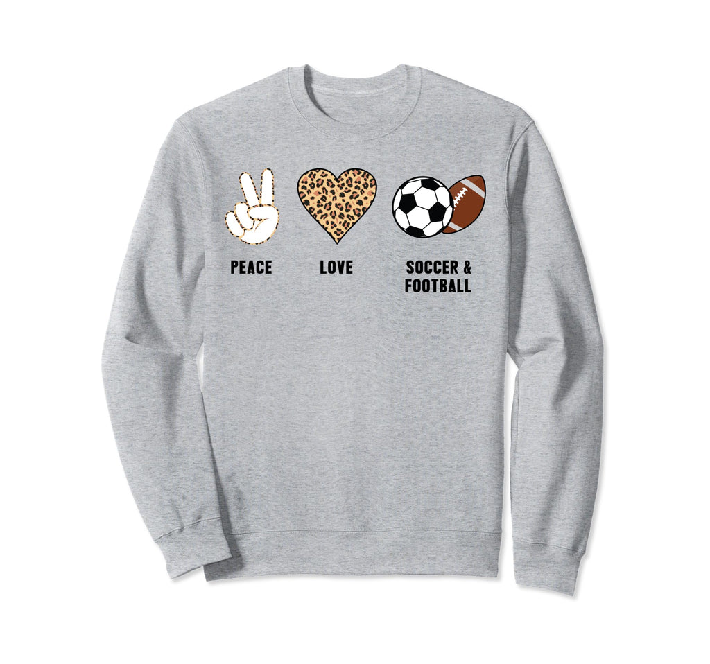 Peace Love Soccer Football Soccer Player Sweatshirt - Graphic Print Unisex