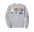 Peace Love Soccer Football Soccer Player Sweatshirt - Graphic Print Unisex