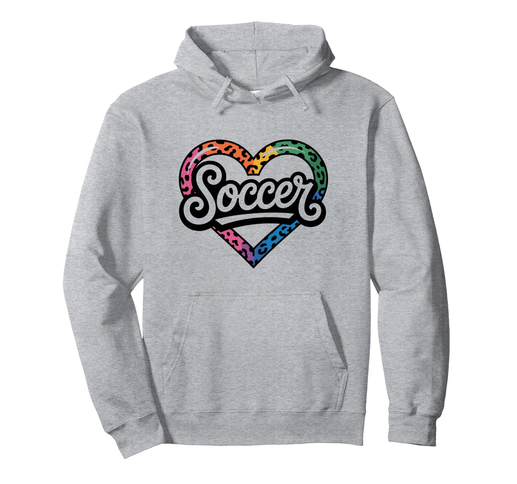 Soccer Watercolor Leopard Heart Hoodie - Fun Novelty Design for Adults