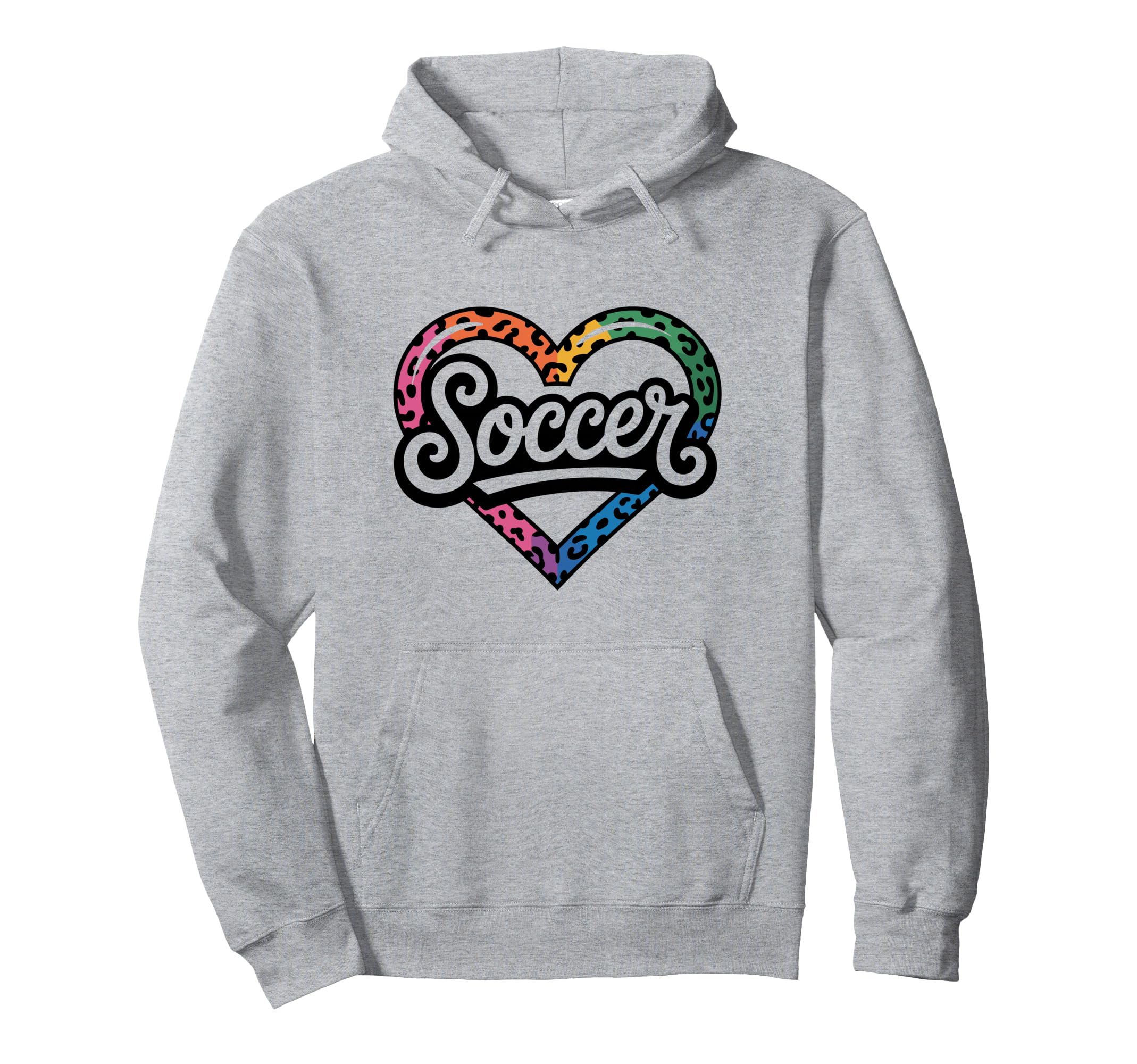 Soccer Watercolor Leopard Heart Hoodie - Fun Novelty Design for Adults