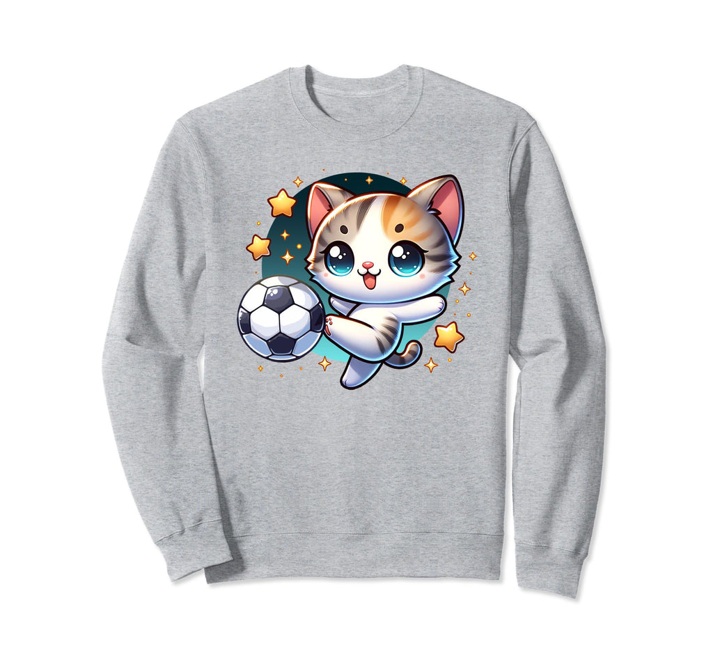 Soccer Player Cat Kitten Kicking Sweatshirt - Fun Novelty Design Unisex