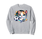 Soccer Player Cat Kitten Kicking Sweatshirt - Fun Novelty Design Unisex