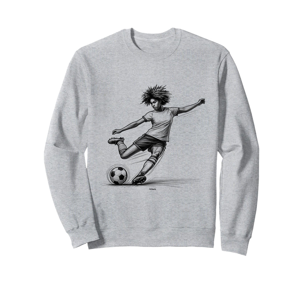Female Soccer Player Powerful Kicking Sweatshirt - Trendy Graphic Unisex