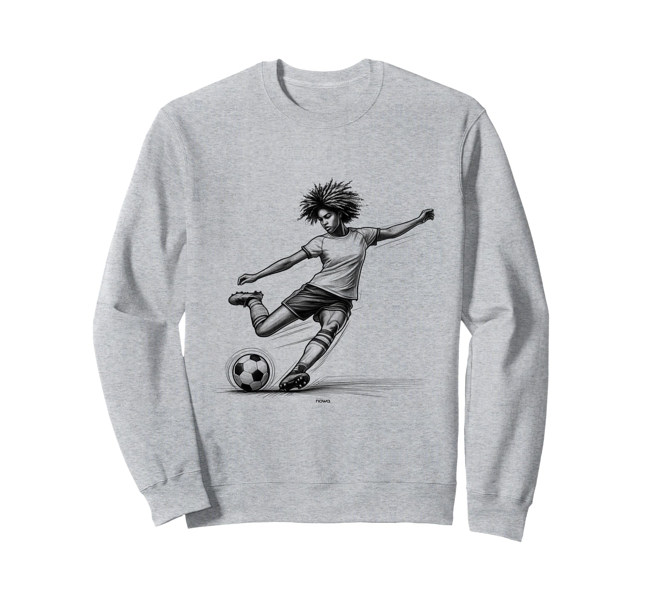 Female Soccer Player Powerful Kicking Sweatshirt - Trendy Graphic Unisex