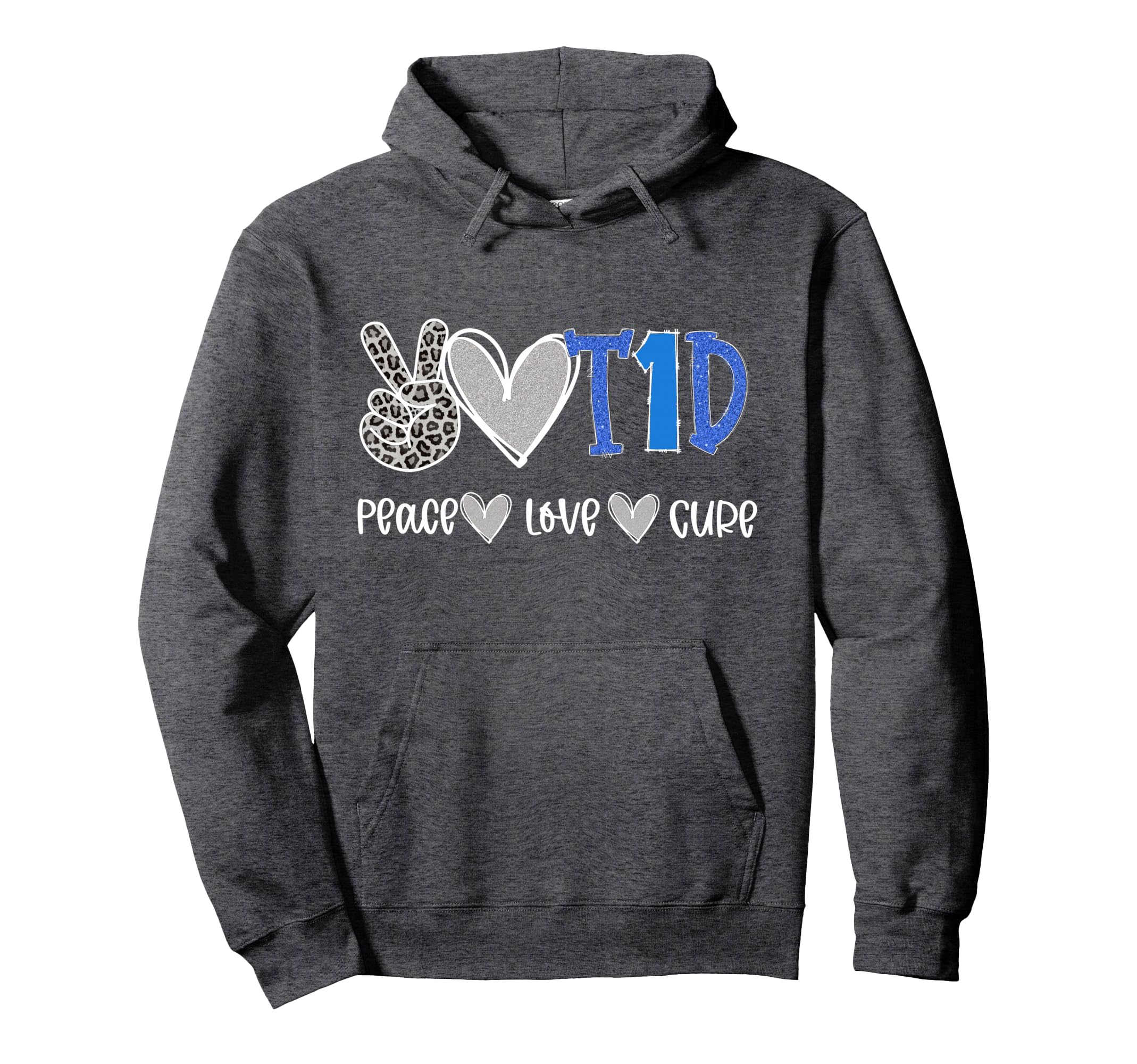 Peace Love Cure Type One Diabetes Hoodie - Unique Graphic for Adults