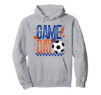 Game Day Soccer Season Blue Orange Hoodie - Aesthetic Graphic for Adults