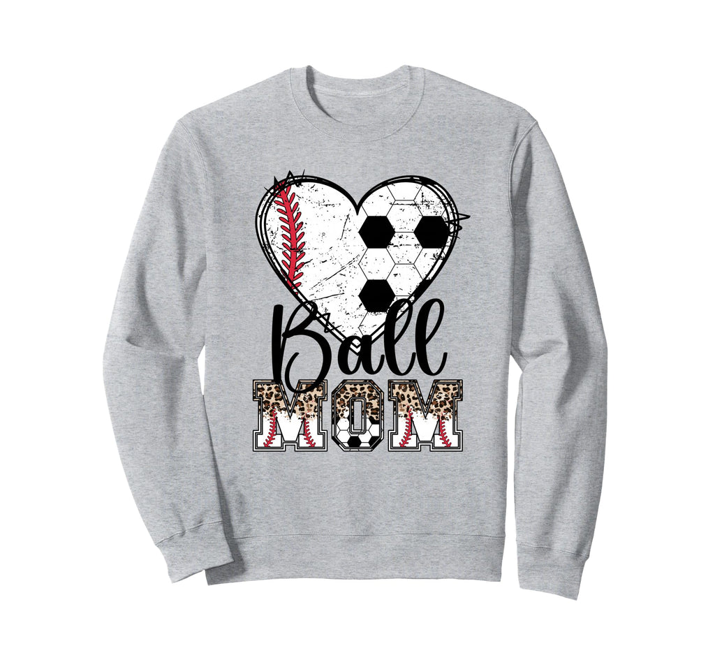 Ball Mom Heart Soccer Baseball Mom Sweatshirt - Minimalist Print Men Women