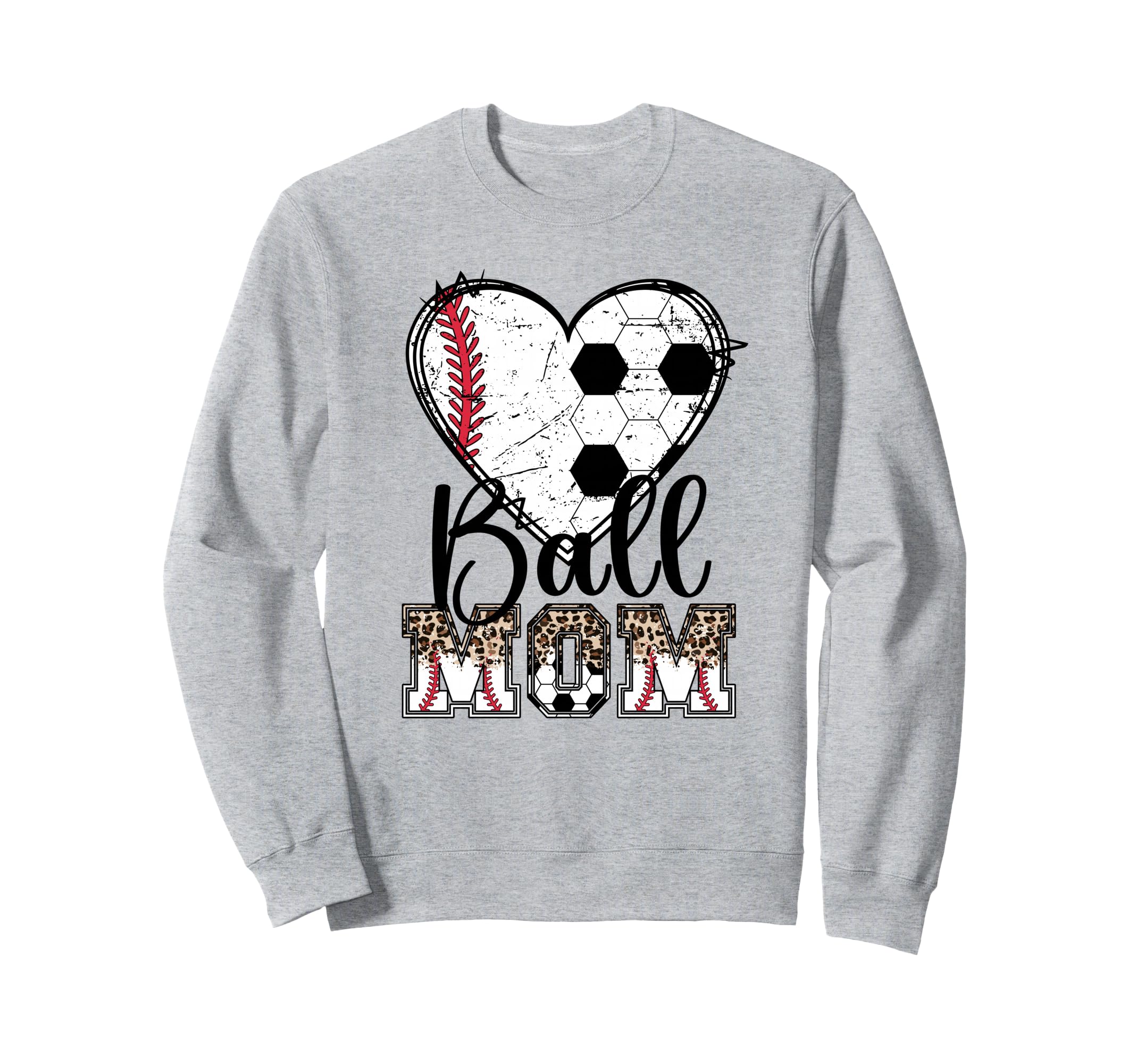 Ball Mom Heart Soccer Baseball Mom Sweatshirt - Minimalist Print Men Women