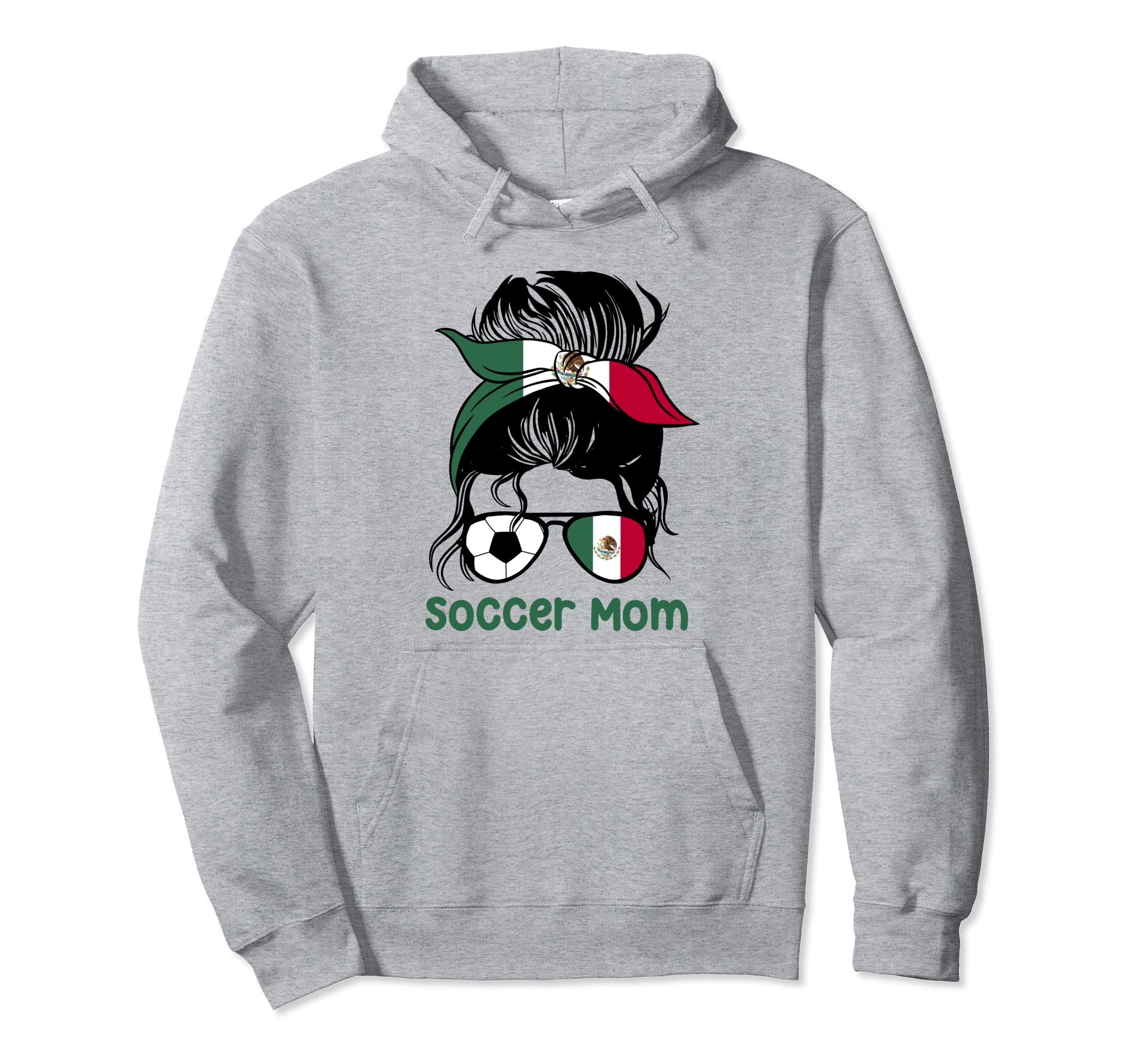 Soccer Mom Mexico Messy Bun Mothers Day Hoodie - Unique Graphic Men Women