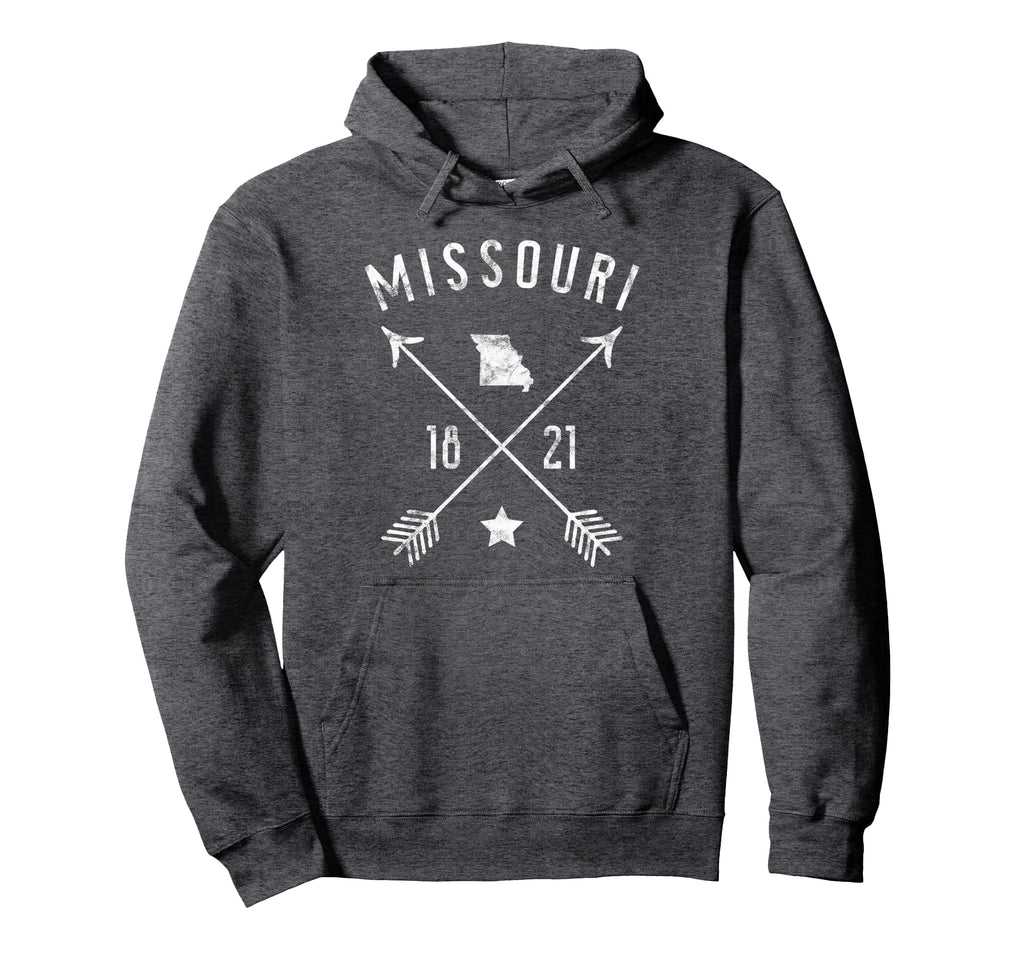 Missouri Home State Map Distressed Hoodie - Fun Novelty Design Men Women