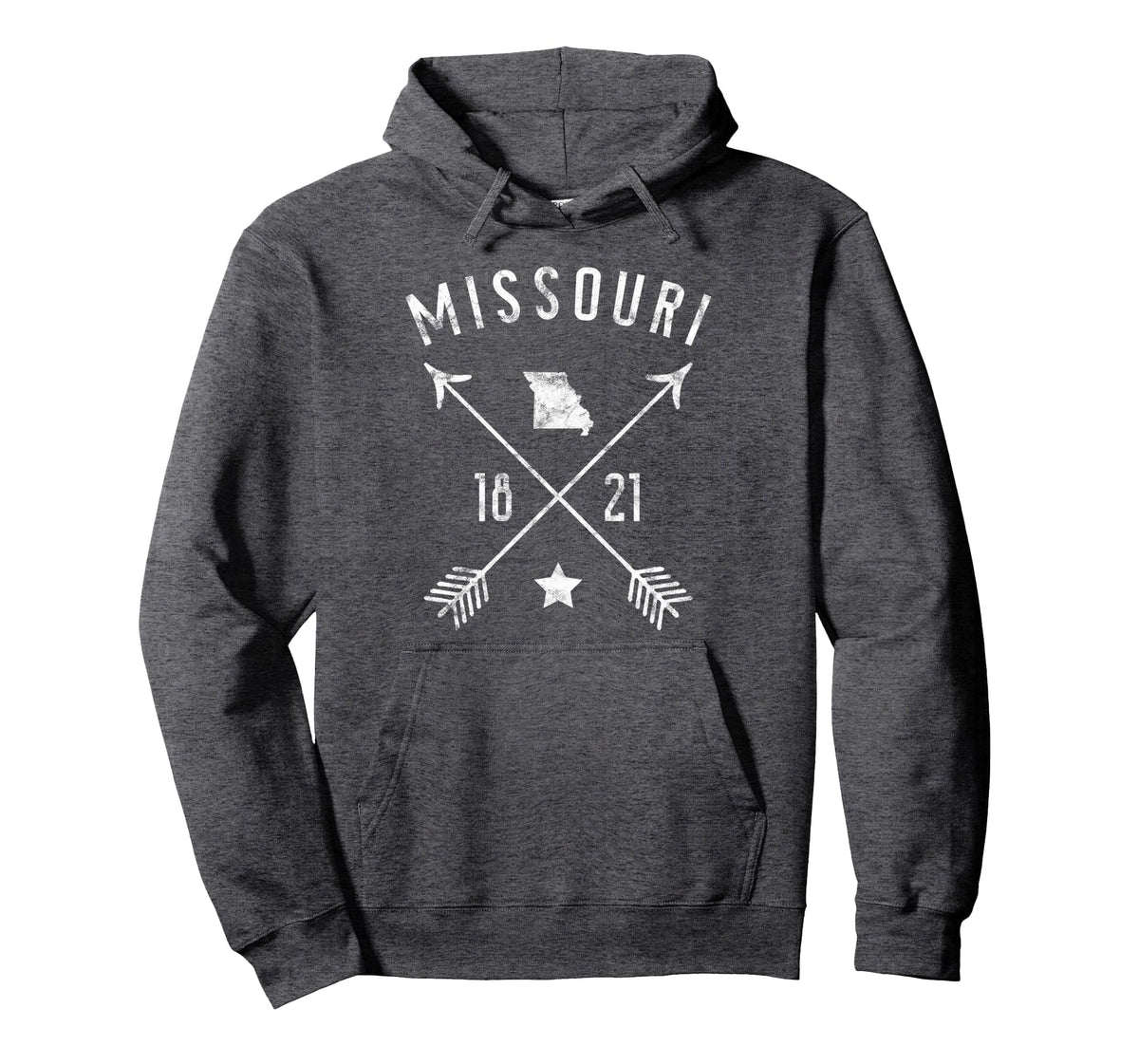 Missouri Home State Map Distressed Hoodie - Fun Novelty Design Men Women