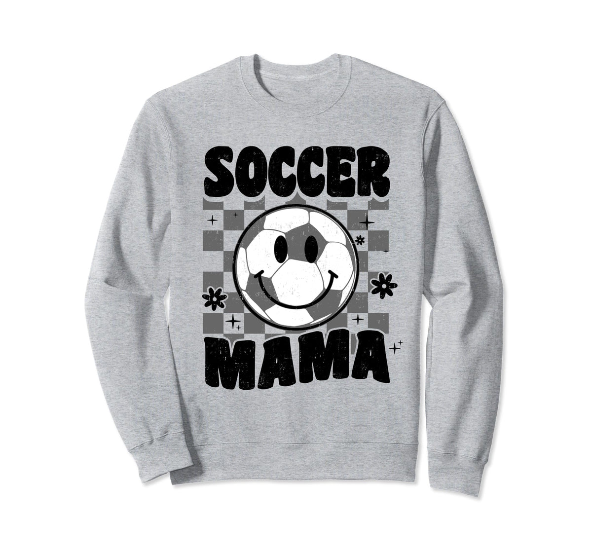 Soccer Mama Checkered Groovy Soccer Sweatshirt - Novelty Apparel Men Women