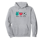 Funny Peace Love Soccer Field Play Hoodie - Fun Novelty Design Men Women