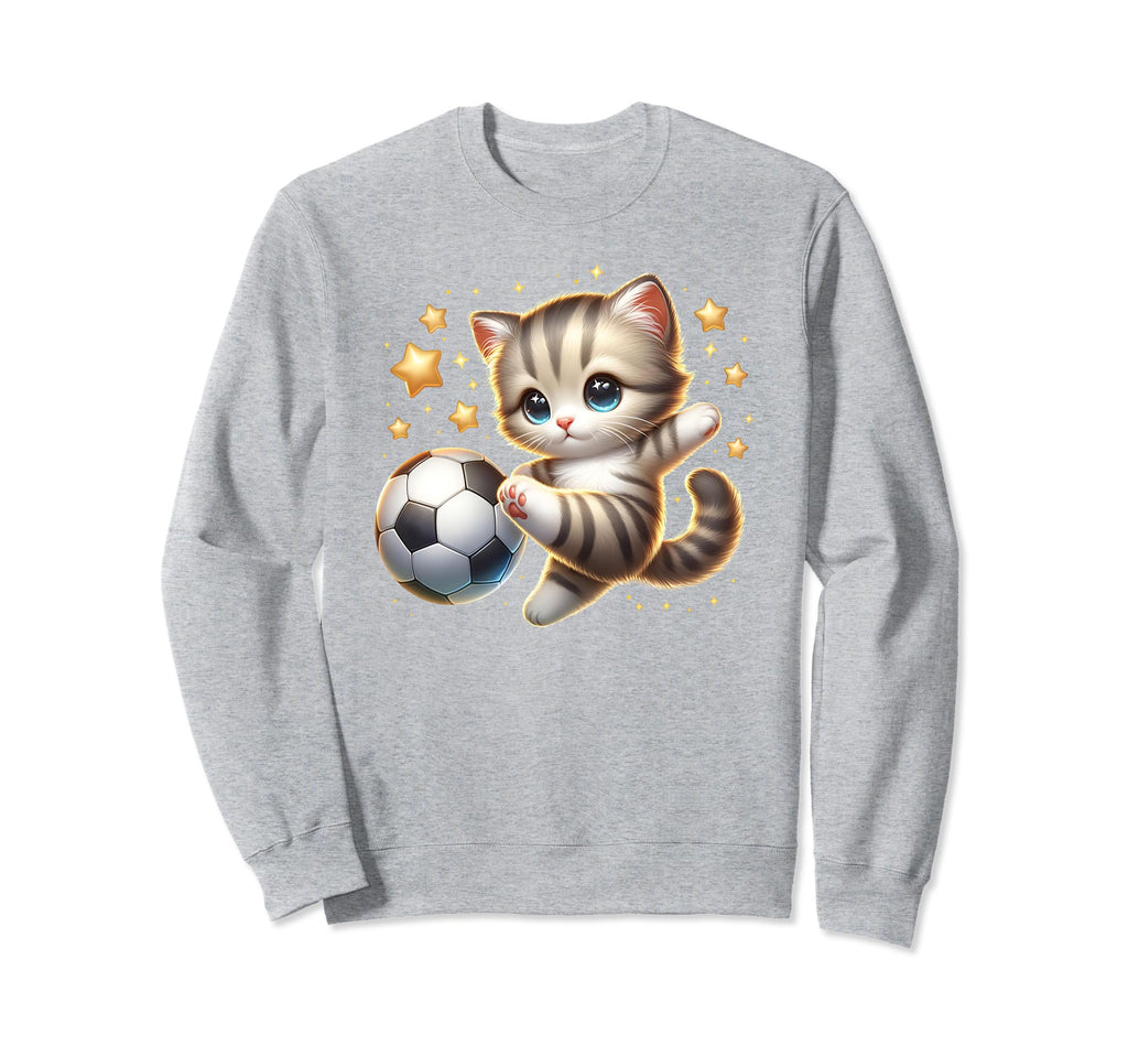 Cat Kitten Soccer Player Kicking Sweatshirt - Aesthetic Graphic Men Women
