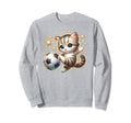 Cat Kitten Soccer Player Kicking Sweatshirt - Aesthetic Graphic Men Women