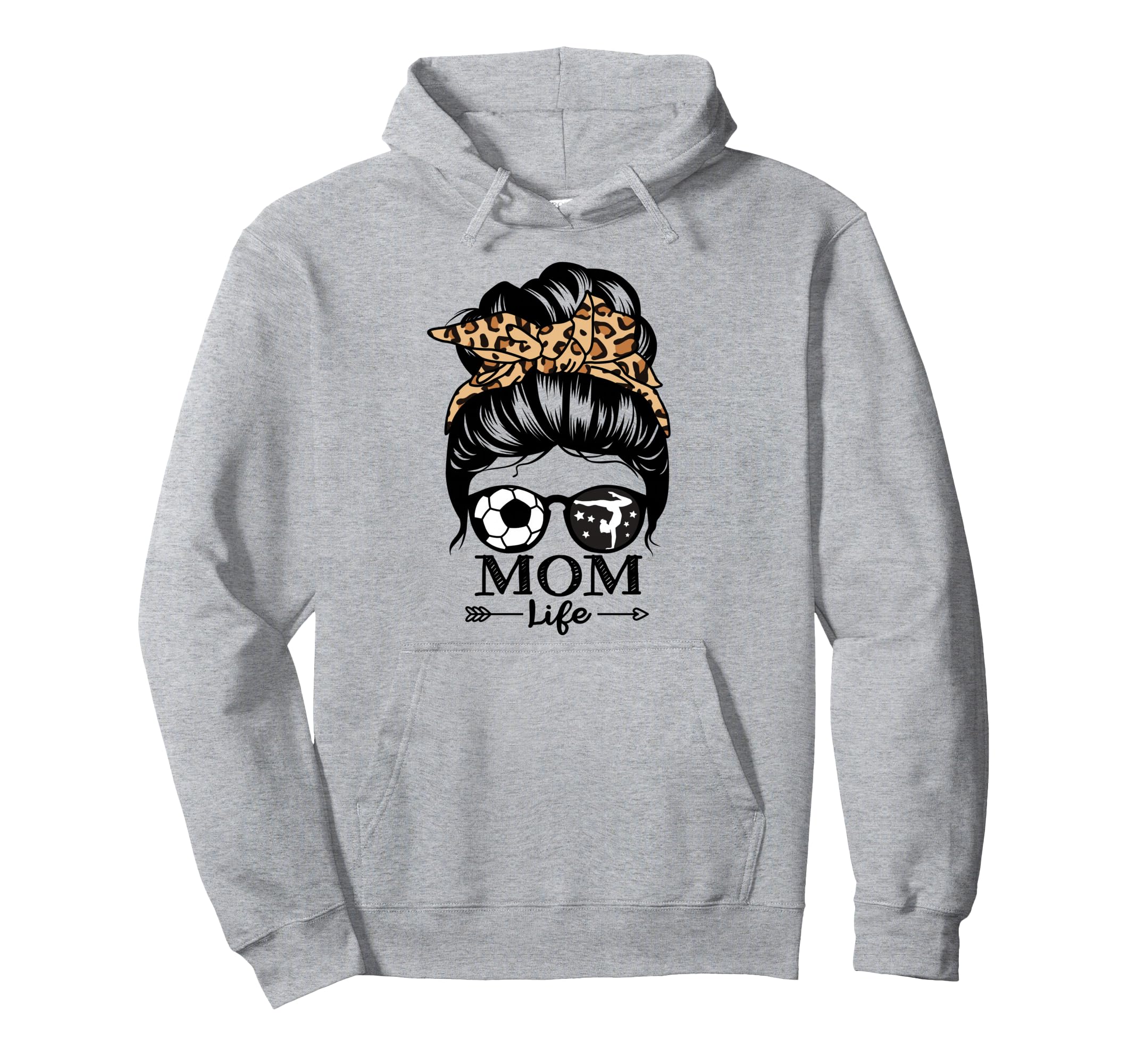 Mom Life Messy Bun Hair Funny Soccer Hoodie - Streetwear Style for Adults