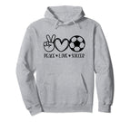 Peace Love Soccer Game Day Sports Mom Hoodie - Novelty Apparel Men Women