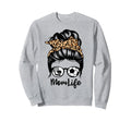 Mom Life Messy Bun Hair Funny Soccer Sweatshirt - Aesthetic Graphic Unisex