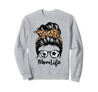 Mom Life Messy Bun Hair Funny Soccer Sweatshirt - Aesthetic Graphic Unisex