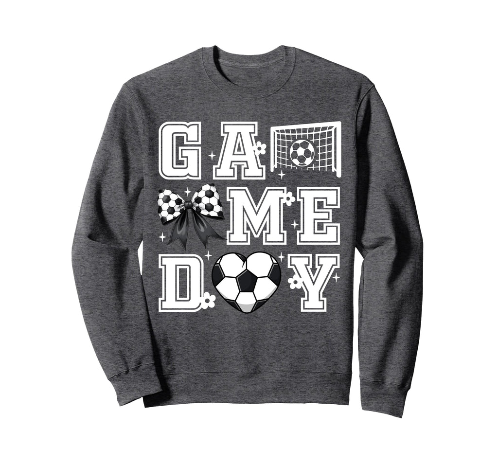 Soccer Game Day Coquette Bow Funny Sweatshirt - Novelty Apparel for Adults