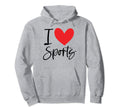 I Love Sports Football Baseball Hoodie - Novelty Apparel for Adults