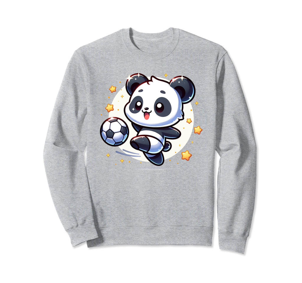 Soccer Player Panda Kicking Soccer Sweatshirt - Graphic Print for Adults