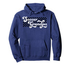 Soccer Grandpa Grandfather Checkered Hoodie - Unique Graphic Unisex