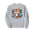 Tiger Soccer Player Kicking Soccer Ball Sweatshirt - Graphic Print Unisex